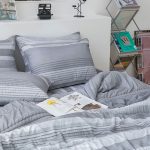 그레이 포인트라인 슈퍼싱글 차렵 이불 베개커버 세트